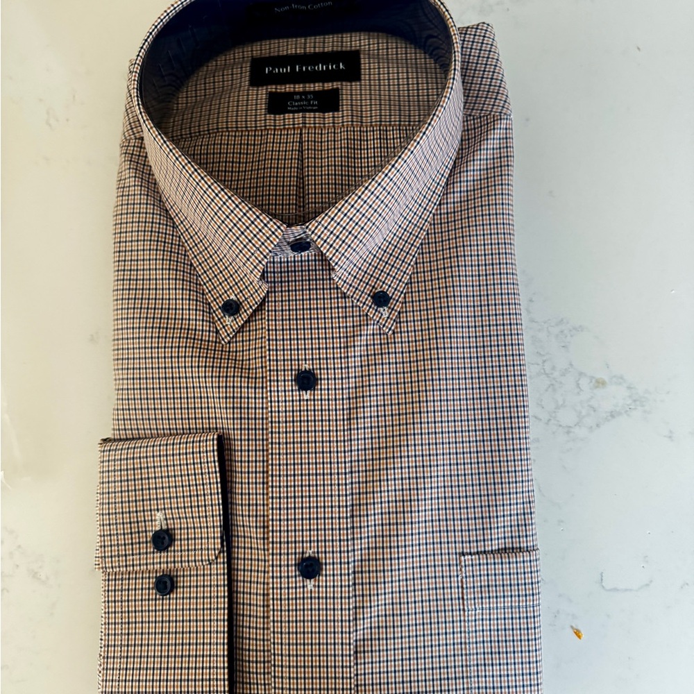 Paul Fredrick Men's Blue and Gold - Big/Tall